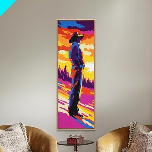 Pop Art Cowboy Framed Canvas Print: Colorful Western Decor