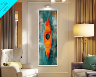 Pintura en kayak: Impresión giclée enmarcada, arte mural náutico costero