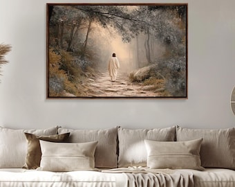 Pasos hacia el Cielo - Impresión en lienzo enmarcada - Lienzo de arte cristiano - Arte mural cristiano - Pintura de Jesús - Arte navideño cristiano