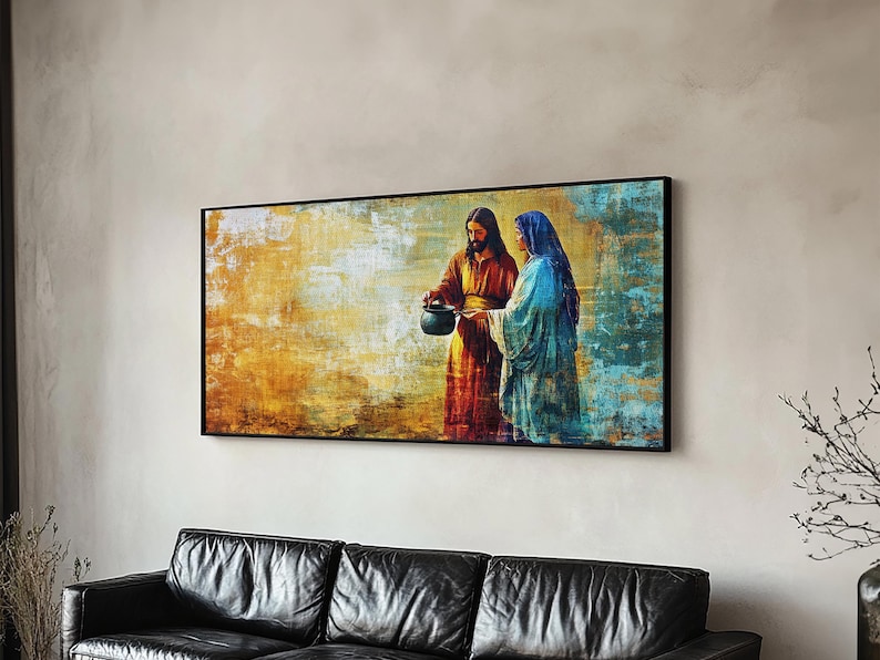 The Samaritan Woman at the Well Pop Art Style Framed Canvas Print ...