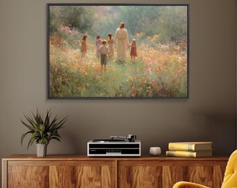Children Of Light, Framed Canvas Print, Christian Art Canvas, Jesus Painting, Modern Christian Art, Christian Wall Art, Christian Christmas