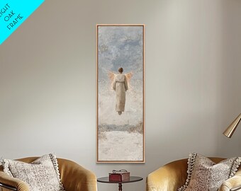 Angel Of Light | Framed Canvas Print | Christian Art Canvas | Minimalist Christian Art | Christmas Wall Art | Skinny Art