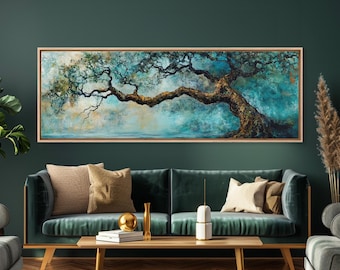Lienzo enmarcado con diseño de roble: Arte mural de paisaje melancólico
