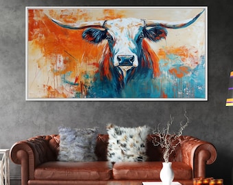 Longhorn Canvas Print: Rustic Western Farmhouse Wall Art