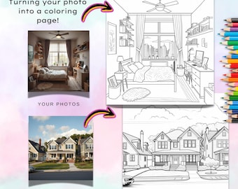 Cute Custom Coloring Book Pages, Personalized Photo To Coloring Page, Gift , Personalized Coloring Birthday, Activity, Wedding, Homeschool