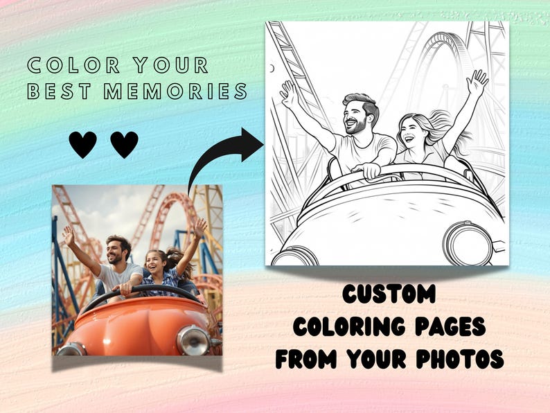 Custom Coloring Book Pages, Personalized Photo to Coloring Page, Gift ...