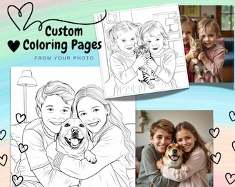 Aangepaste kleurboekpagina's, gepersonaliseerde foto naar kleurplaat, cadeau, gepersonaliseerde kleurboekpagina's, activiteit, bruiloft kleurboek