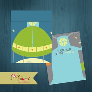 Space invader | out of this world | whimsical | pocket card | notecard | kids | children's | greeting card | birthday card | encouragement