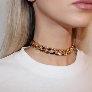 Gold cuban link Miami choker gold curb chain necklace womens thick cuban chain gold filled choker jewelry chain necklace gift for her