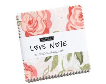 LOVE NOTE 4 MINI Charm packs Moda fabric Lella Boutique quilting floral farmhouse daisy roses sewing shabby cottage 2.5" squares 5150MC