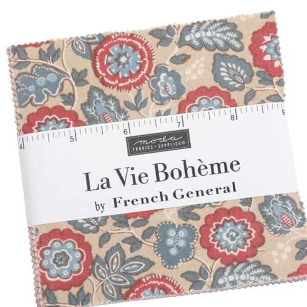 La Vie Boheme 3 charm packs French General Quilting sewing Moda reproduction fabric shabby country rouge red ciel blue farmhouse 13900PP