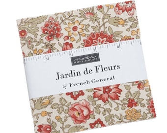 JARDIN de FLEURS 3 charm packs French General Quilting sewing Moda reproduction fabric quilters cotton rouge red woad blue farmhouse 13890PP