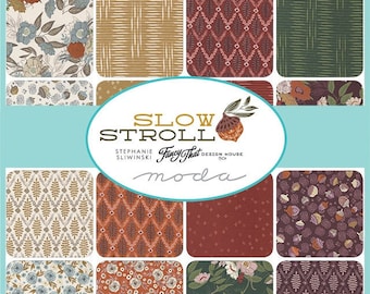 SLOW STROLL Moda fabric 4 MINI Charm packs farmhouse Fall autumn acorns purple cottage quilting Thanksgiving shabby 2.5" squares 45540MC