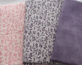 HARTFIELD Moda Fabric 3 yards set Barbara Brackman floral purple pink RARE blenders quilting sewing Out of Print 8137-11 8137-15 8138-19