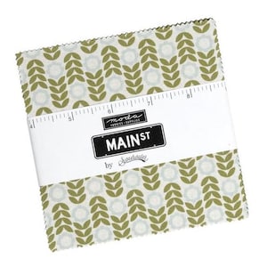MAIN STREET 3 Charm Packs Moda fabric Sweetwater shabby calico quilting sewing lettering Graphic small town green aqua black 55640PP