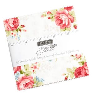 ELLIE 3 Charm Packs Moda Fabric Roses Brenda Riddle quilt sew quilting romantic shabby farmhouse chic rose aqua red calico cottage 18760PP