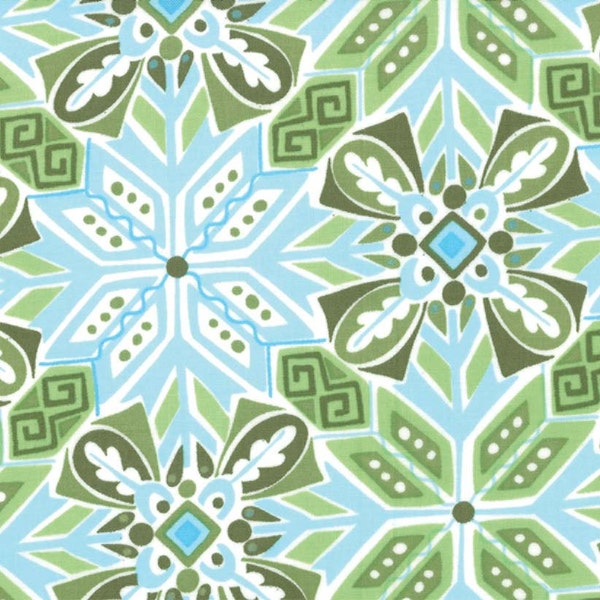 FLURRY Kate Spain Moda modern quilting Christmas fabric aqua blue green snowflake 1 yard 27086-13