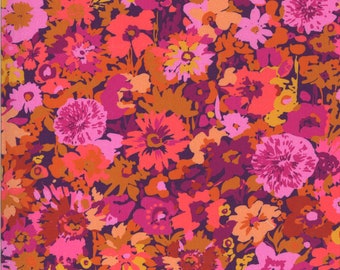 KASADA bright flowers 3 yds Moda Fabric Crystal Manning shabby quilting sewing boho bazaar pink orange floral gold 118661-12 rare oop