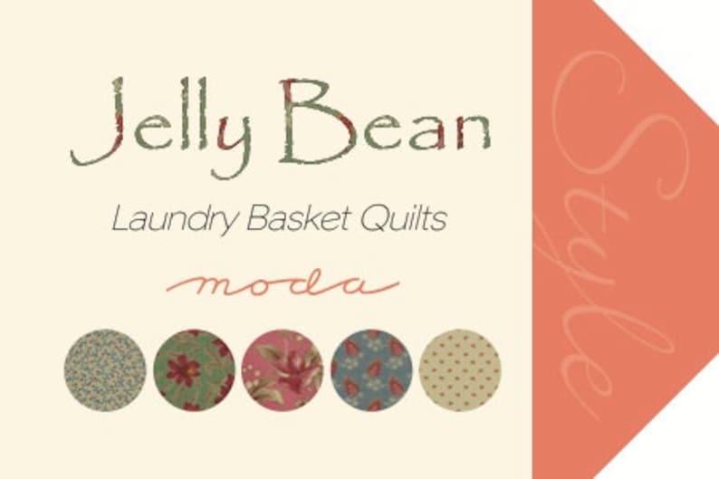 Jelly Bean Moda fabric 3 yds Shabby sewing quilting blue floral leaf pink calico Edyta Sitar Laundry Basket Quilts 3 full yards 42152-16