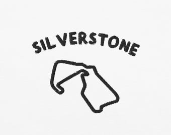 Circuito de Silverstone de F1 - Camiseta unissex bordada com estilo de vida descontraído de corrida de F1