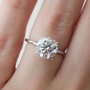 2CT Round Simulated Diamond Engagement Ring, 4 Prong Silver Wedding Ring, Promise ring, Anniversary Gift | Ring