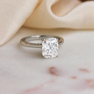 2.0 CT Elongated Cushion Cut Moissanite Ring: 14K Yellow Gold Engagement Ring