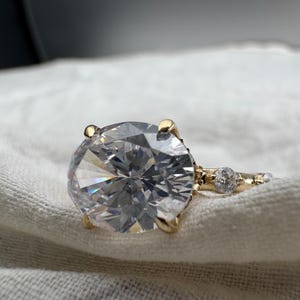2 CT Oval Cut Moissanite Diamond Engagement Ring Side Stone Marquise Hidden Halo Ring Gift For Her Anniversary Ring Wedding Gift