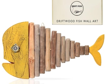 Handmade Driftwood Fish Wall Decor: Rustic Coastal Art (13x6 inches)