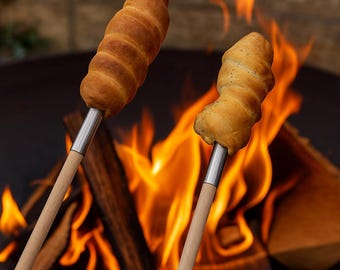 Stokbrood, kampvuurbrood zoals op de kerstmarkt / Stokbroodstok / Roestvrij staal / Grillbuis, kampvuur, vuurschaal, grillspies