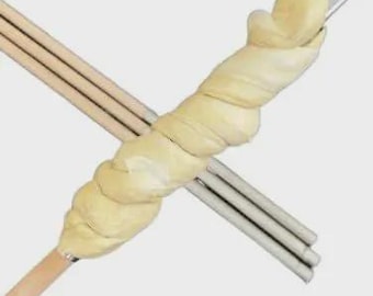 Pan de palito, pan de fogata como el del mercado navideño / Palito de pan de palito / Acero inoxidable / Tubo para parrilla, fogata, brasero, brocheta para parrilla