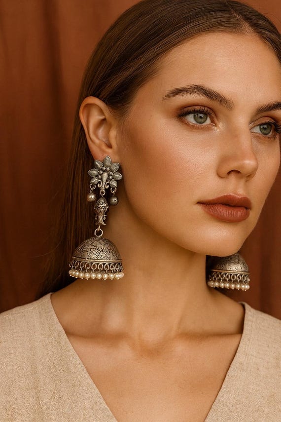 Introducing Rudrani Jhumki – A stunning blend of Heritage and Elegance in German Silver