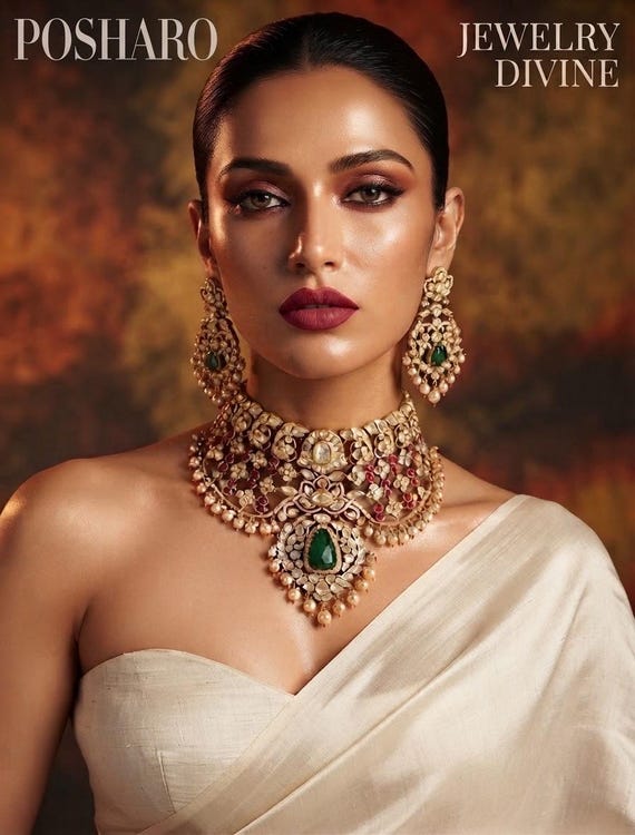 Emerald and Ruby Moissanite stone choker Set, Indian Bridal Jewelry, Polki Style Choker Set, Green Gold Bridal Necklace, Wedding Jewelry