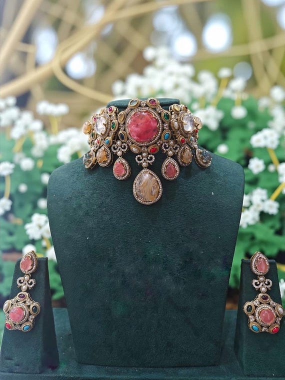 Sabyasachi Inspired Royal Polki Kundan Choker  Set | Precious Stones | Statement Bridal Jewelry by Posharo