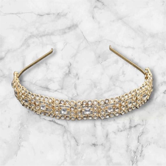 Indian traditional White kundan hair band for women