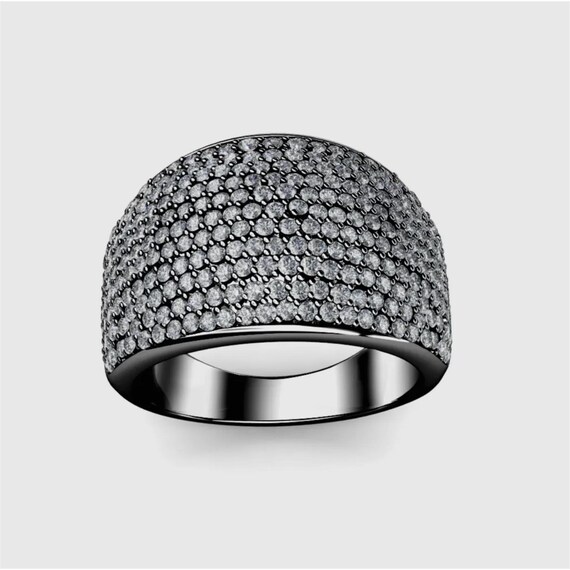 Charcoal Grey Glamour Metal Statement Ring
