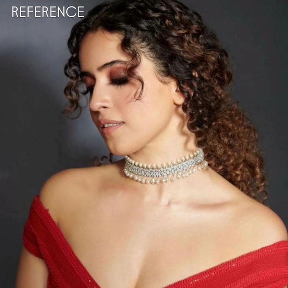 CZ Choker Necklace Set: Bollywood Inspired Indian Jewelry