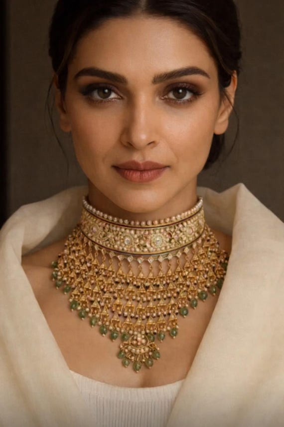 Regal Indo Western Silver Polki & Gold-Plated Earrings