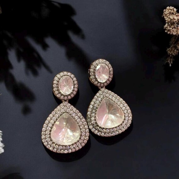 Regal Indo Western Silver Polki & Gold-Plated Earrings