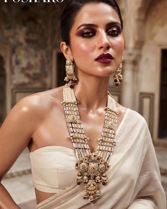 Royal Meenakari Kundan Necklace Set | Long Pearl Bridal Necklace | Indian Wedding Jewelry | Traditional Gold Finish Necklace & Earrings | St