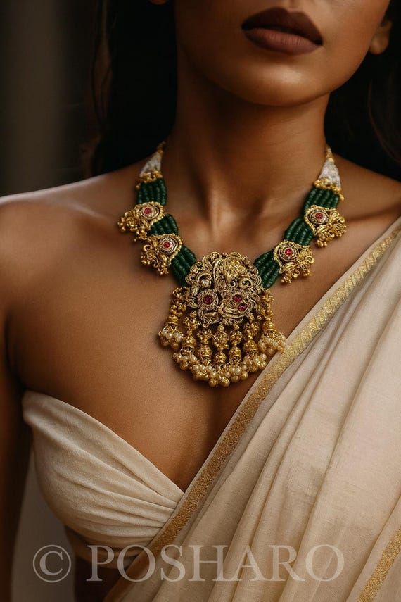 24k Gold Plated Polki Necklace Set: Ruby Filigree Jewelry