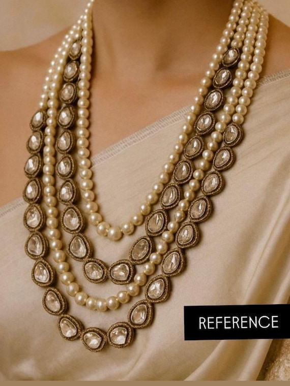 Gold Plated Moissanite Polki Rani Haar Necklace: Sabyasachi Bridal Jewelry