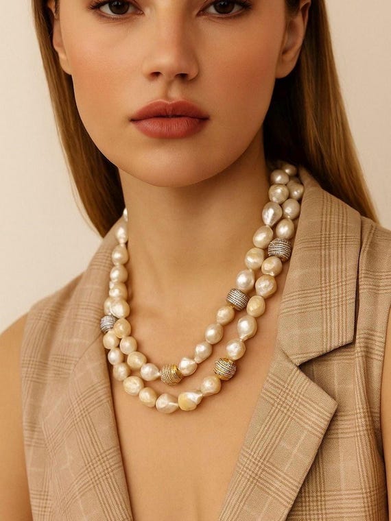 Handmade Sterling Silver Pearl Necklace: 18K Gold Plated Indian Bridal Jewelry