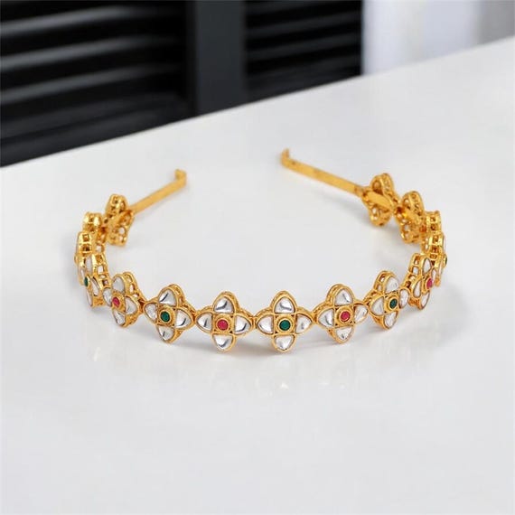 Indian traditional Multicolored kundan hair band for women