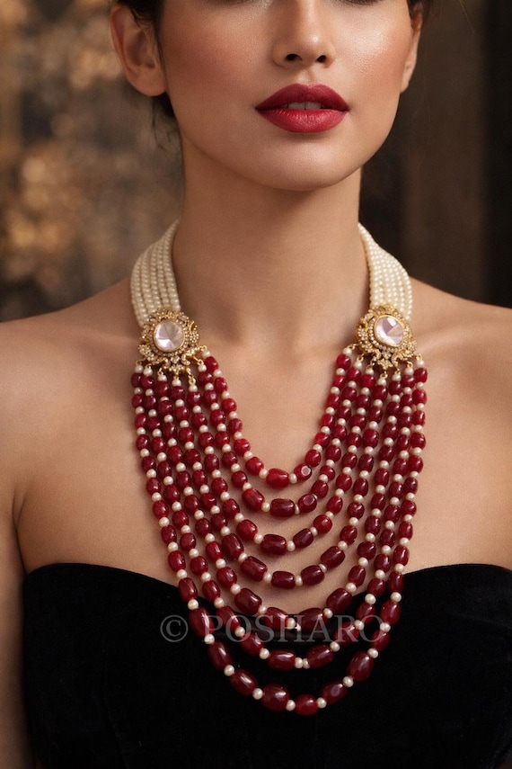 Kundan Rani Haar Necklace Set: Moissanite Polki, 999 Silver Foil, Bridal Jewelry