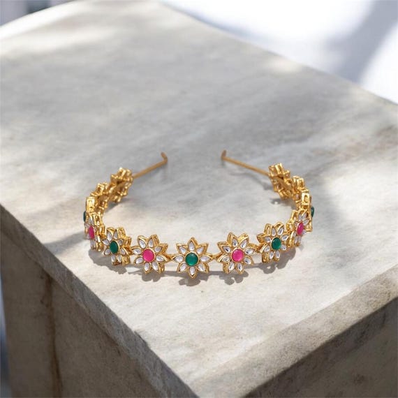 Indian traditional Multicolored kundan hair band for women