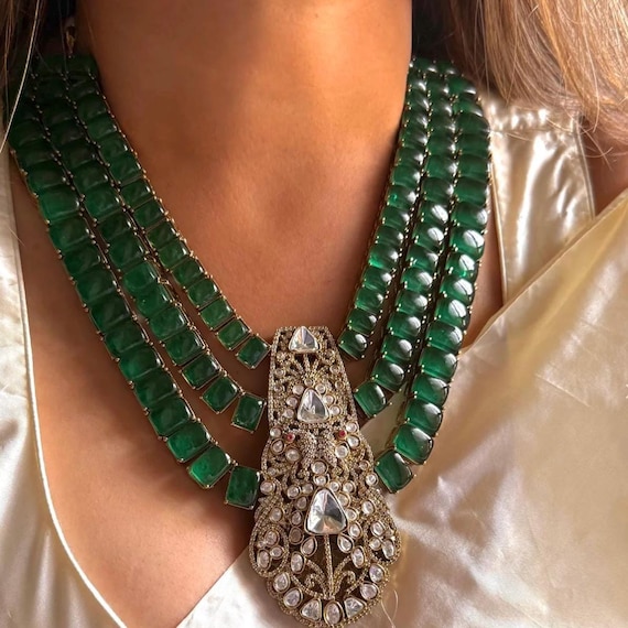 Moissanite Polki Necklace Set: Sabyasachi Bridal Choker, Gold Plated Kundan