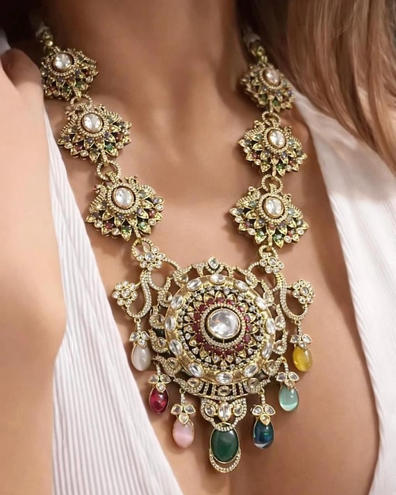 Royal Polki Kundan Statement Necklace Set – Bollywood Inspired Bridal Jewelry