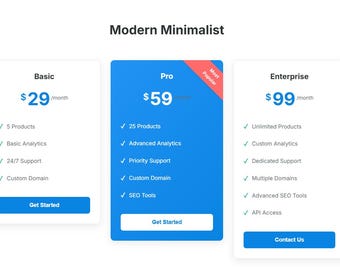 Premium Pricing Tables | Modern, Vintage & Tech Themes for Etsy Sellers