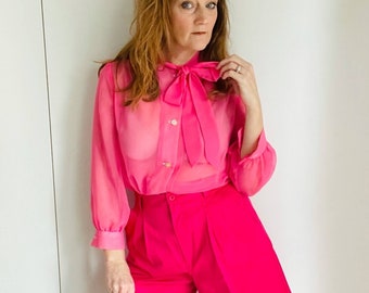 hot pink sheer top