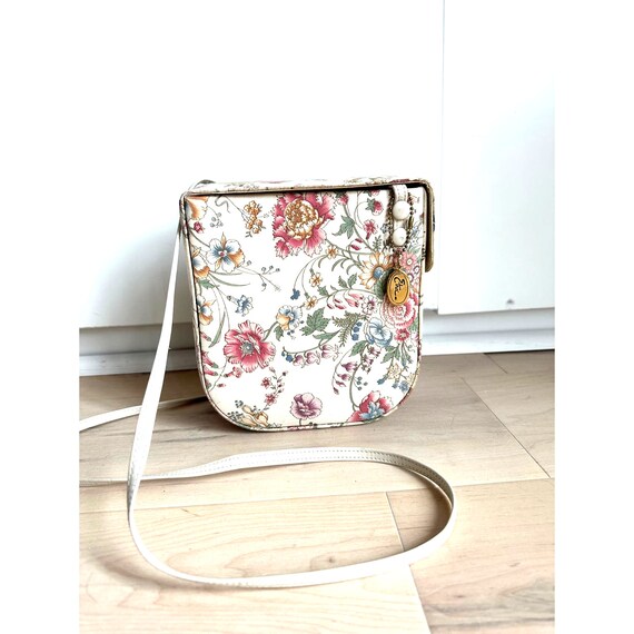 Vintage Elan Canvas Floral Handbag Crossbody Neut… - image 8
